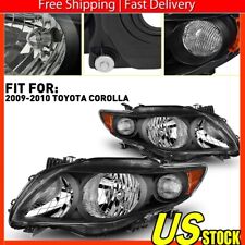 Fit For 2009-2010 Toyota Corolla Housing Amber Headlights Leftright Pair Black