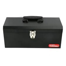 Black 16-inch Metal Tool Box With Removable Tool Tray Metal Latchblack