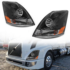 Headlights W Black Bezel Pair Set For 04-17 Volvo Vnvnl Truck Headlamps Lh Rh