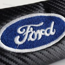 1 Set Black Carbon Look Seat Belt Cover Shoulder Pads Embroidery For Ford Racing
