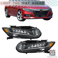 Headlight Leftright For 2018-2020 Honda Accord 4dr Led Drl Type Chrome Lamps