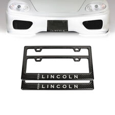 100 Real Carbon Fiber Black Glossy Lincoln License Plate Frame-2pcs