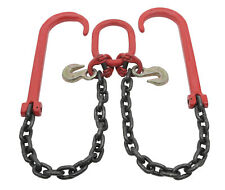 Tow G80 Recovery V Chain W 38 X 2 Legs 7100 Lbs Two 15 J-hook Grab Hook