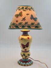Vintage Patricia Dupont Lamp Original Shade Hand Painted Ceramic Butterflies Etc