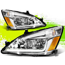 Led Drl Headlight Lamps For Honda Accord 03-07 Chrome Housing Amber Corner Pair