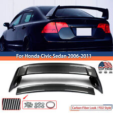 Mugen Carbon Fd2 Style Rear Trunk Spoiler Wing For Honda Civic 2006-11 4dr Sedan
