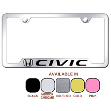 Honda Civic Laser Etched Logo Notched License Plate Frame Official Licensed