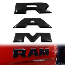For 2014 Up Tailgate Letters Emblem Gloss Black Badges Abs Inserts For Ram 1500