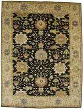 Black Floral Peshawar Antique Washed-out 9x12 Osh Chobi Oriental Rug Wool Carpet