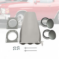 Hood Air Scoop Reversible Round Flaps Polished Fits Single Or Dual 4 Bbl Carbs