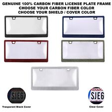Genuine 100 Carbon Fiber License Plate Frame With Unbreakable Shield Cover