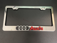 1x Silverred Audi 3d Emblem Stainless Steel License Plate Frame Rust Free