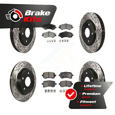 Front Rear Coated Drilled Slotted Disc Brake Rotor And Semi-metallic Pad Kit For