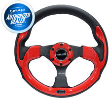 New Nrg Black Leather Steering Wheel W Red Trim Authorized Dealer Rst-001rd