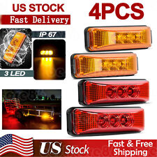 4pc Amber 3led Side Marker Lights Rv Truck Trailer Clearance Light Waterproof Us