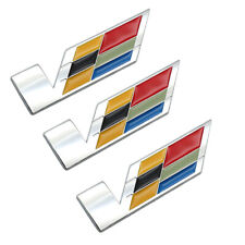 3pcs Chrome V Emblem Metal Badge Side Fender Lid Trunk Decal For Cadillac Cts