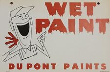 Vintage 1950s Nos Dupont Paints Wet Paint Cardboard Advertising Sign