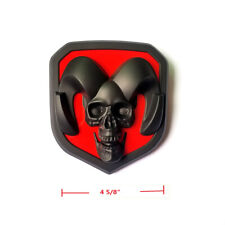 1x Oem Front Grille Skull Emblem Badge Dodge Ram 1500 2500 3500 3d Black Red