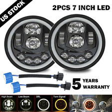 Round 7inch Black Led Headlights Projector For Ford Ln7000 Ln8000 Ln9000 Trucks