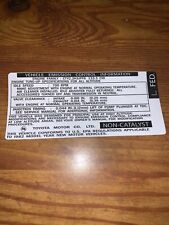 1982 Toyota L Diesel Pickup Truck Hilux Fed Emissions Decal Repro High Altitude