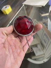 Vintage Large Round Red Glass License Plate Reflector Topper 2.25 Bicycle