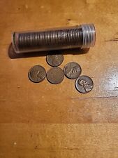 1950s Lincoln Wheat Cent Roll 50 Circulated Pennies Us Coins