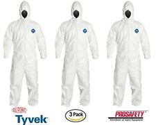 3- Dupont Tyvek Protective Clothing Disposable Paint Spray Coverall Bunny Suit