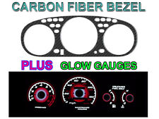 Red Glow Gauge Overlay Carbon Fiber Bezel For 96-00 Honda Civic Auto W Tach