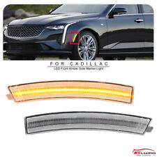 For 2020 Cadillac Ct4 Front Bumper Amber Led Strip Side Marker Light Clear Lens