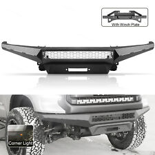 Front Bumper W Winch Plate Led Corner Light For 2014-2020 Toyota Tundra