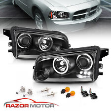 2006-2010 For Dodge Charger Black Projector Headlights Pairhi-power Led Halo