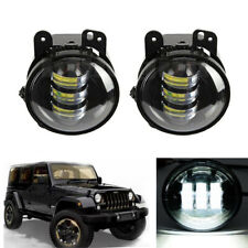 Pair 4 Inch Clear Round Led Fog Lights Driving Lamps For Jeep Wrangler Jk Tj Cj