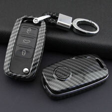 For Vw Golf Gti R32 Passat Polo Carbon Fiber Key Fob Case Cover Keychain
