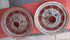 2 Two Vintage 16x4 30 Spoke Wire Wheels W Brake Drums. 5 Lug X 5.5 Bp.