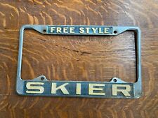 Rare Used Vintage Metal 1970s Free Style Skier License Plate Frame Ski Snow