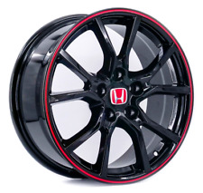 Honda Civic Wheels 17 X 7.5 Type R Style Rims Pcd 5x114.3 Red Lip Set 4 Pcs
