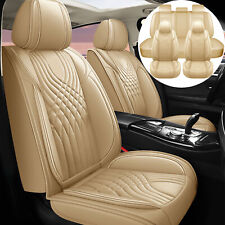 For Jeep Leather Car Seat Covers Protector Full Set Front Rear Cushion Pad Beige