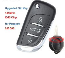 Flip Remote Control Car Key Fob 434mhz Id45 Chip For Peugeot 206 306