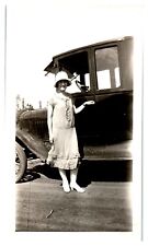 1924 Model T Touring Car Flapper Girl In Period Attire Cloche Hat Vtg Photo Vv