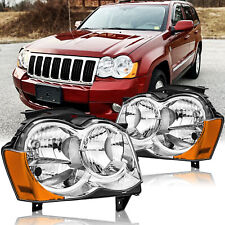 For 2008 2009 2010 Jeep Grand Cherokee Headlights Headlamp Left Right Chrome
