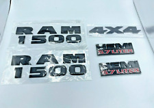 Set Oem Ram 1500 4x4 Grille Tailgate 5.7 Liter Hemi Emblem Badge Black 2013-2018