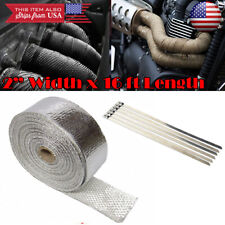 2 15ft Exhaust Header Downpipe Pipe Chrome Heat Wrap 6 Ties For Vw Porsche Audi