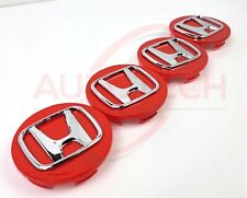 Set Of 4 Honda Redchrome Wheel Rim Center Caps Chrome Logo 69mm2.75