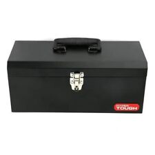 Black 16-inch Metal Tool Box With Removable Tool Tray Metal Latchblack