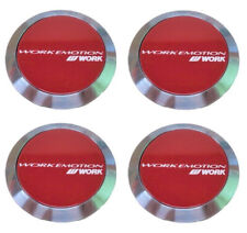 4x Work Genuine Emotion Rims Flat Center Caps Red For Zr10 T7r D9r Kiwami T5r