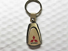 For Mitsubishi Metal Chrome Tear Drop Laser Engraved Keychain Key Fob Ring