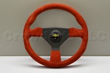 Personal Grinta Steering Wheel 330mm Red Suede Yellow Stitching Black Spokes