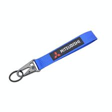 Jdm Mitsubishi Blue Racing Keychain Metal Key Ring Hook Strap Lanyard Nylon