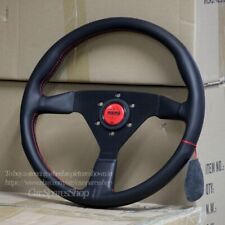 Momo Montecarlo 350mm 14 Genuine Leather Thickened Spoke Steering Wheel-red