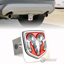 Red Dodge Ram 3d Logo Stainless Steel Hitch Cover Cap For 2 Trailer Receiver
